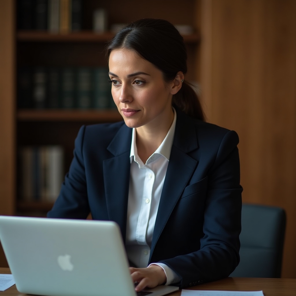 Kobieta przy laptopie budująca autorytet online